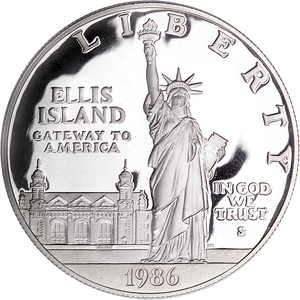 1986-S Statue of Liberty Silver Dollar, Choice Proof 63 Main Image
