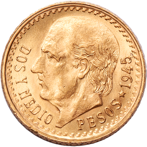 20th Century Mexico 2 1/2 Pesos Gold Restrike Main Image
