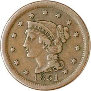 1840-1857 Braided Hair Liberty Head Large Cent Main Image