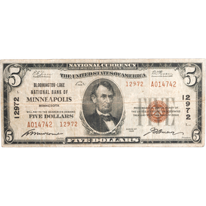 1929 $5 National Bank Note, Type 2 Main Image