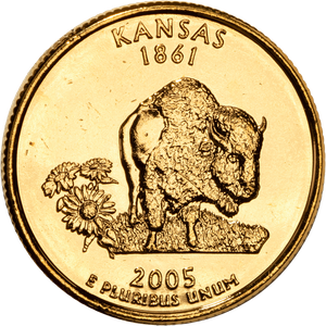 2005 Gold-Plated Kansas Statehood Quarter Main Image
