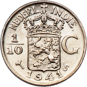 1941-1945 Netherlands East Indies, Silver 1/10 Gulden Main Image