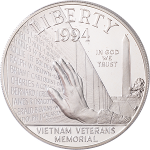 1994 Vietnam Veterans Memorial Silver Dollar Main Image