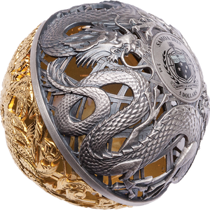 2023 Samoa 2 oz. Silver & 24K Gold-Plated $5 Dragon & Phoenix Sphere Coin Main Image