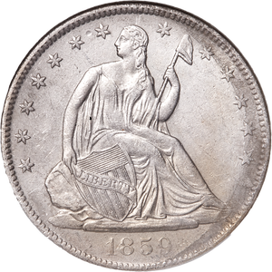 1859-O Liberty Seated Silver Half Dollar, SS Republic Shipwreck Main Image