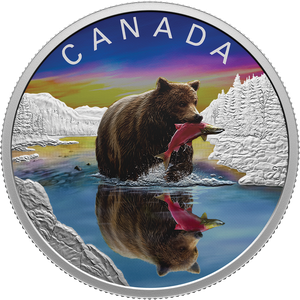 2024 Canada 1 oz. Silver $20 Wildlife Reflections - Grizzly Bear Main Image