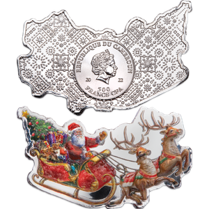 2022 Cameroon 500 Francs CFA Silver-Plated Santa in Sleigh Main Image