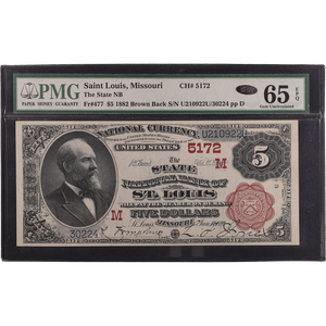 1882 $5 NBN St Louis MO #5172 PMG   M65+ Main Image