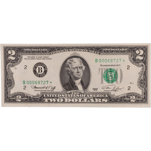 1976 $2 Federal Reserve Star Note, New York Main Image