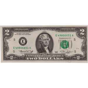 Series 1976 $2 Federal Reserve Note CUNC Main Image