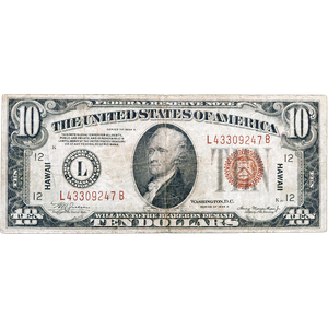 Series 1934A $10 Federal Reserve Note, Hawaii VG Main Image