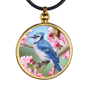 Colorized Blue Jay Native American Dollar Pendant Main Image