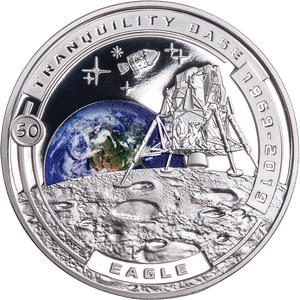 2019 Solomon Island Silver Plated Half Dollar Tranquility Base of Moon Landing Main Image