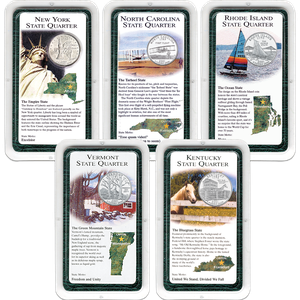 All Five 2001 Statehood Quarter Showpaks Main Image