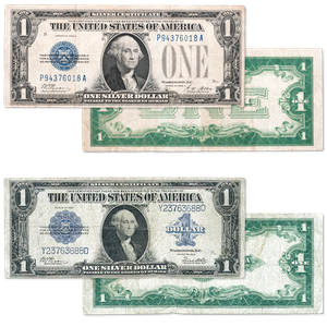 Last Large-Size and First Small-Size $1 Silver Certificate Set (2 notes) Main Image