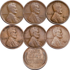 1925-1930 Consecutively Dated Denver Mint Lincoln Cent Set Main Image