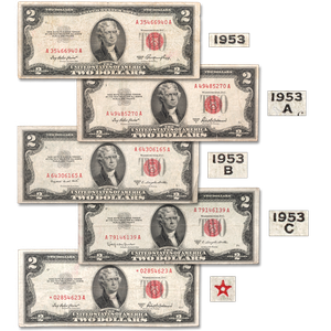 1953 $2 Legal Tender Note Signature Set with Star Note Main Image