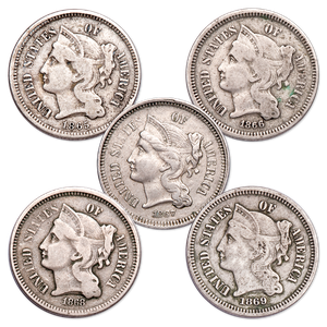 1865-1869 Nickel 3 Cent Piece Set Main Image