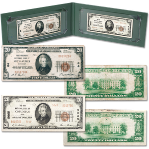 1929 $20 National Bank Note Type 1 & 2 Set Main Image