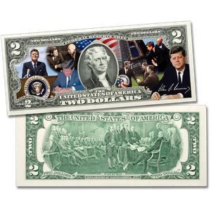 Colorized John F. Kennedy $2 Federal Reserve Note - Achievements Main Image