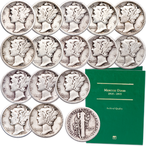 1920-1939 Mercury Dime Set with Folder Main Image