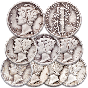 1934-1941 Mercury Dime Year Set Main Image