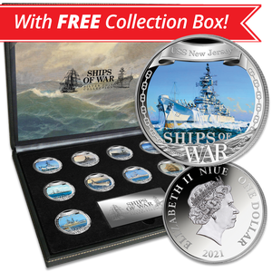 2021 Niue Silver $1 Ships of War with FREE Collection Box Main Image