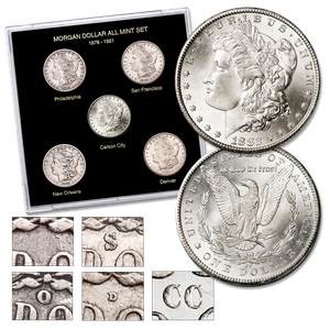 Morgan Silver Dollar All-Mint Set in Custom Holder Main Image