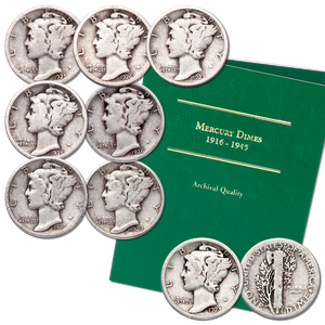 1923-1939 Mercury Silver Dime Set with Folder Main Image