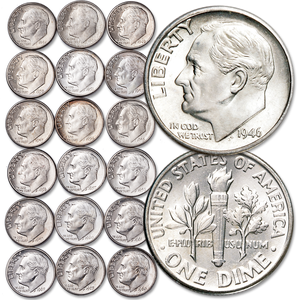 1946-1964 Complete Silver Roosevelt Dime Year Set with Album Main Image