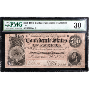 1864 $500 Confederate Note Main Image