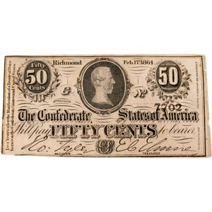 1864 Confederate States of America 50¢ Note Main Image