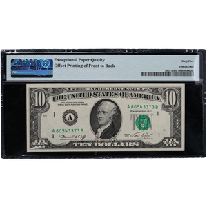 1974 $10 Federal Reserve Note, Offset Print Error Main Image