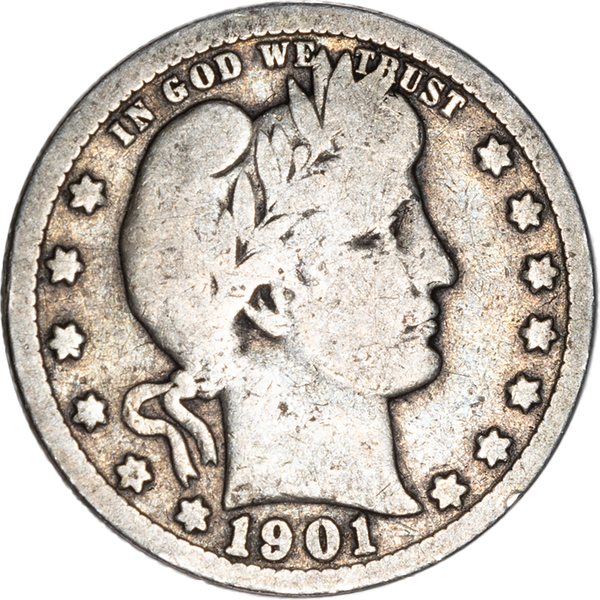 1901 Barber Silver Quarter CIRC