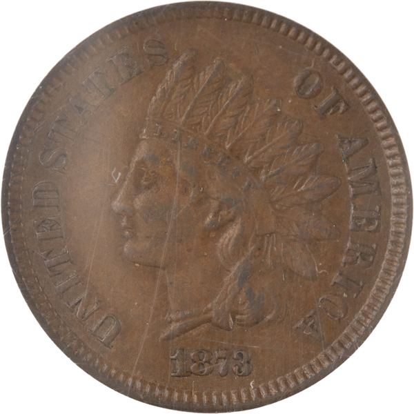 1873 Indian Head Cent, Variety 3, Bronze, Open 3