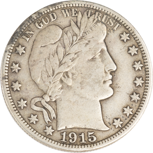 1915-S Barber Silver Half Dollar