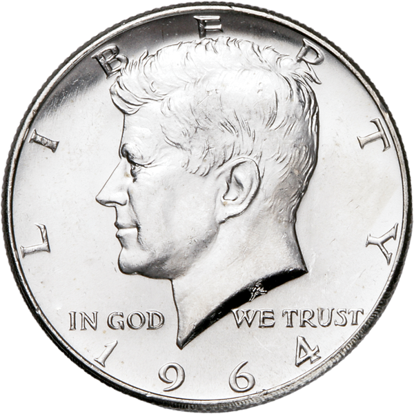 1964 90% Silver Kennedy Half Dollar, Uncirculated, MS60