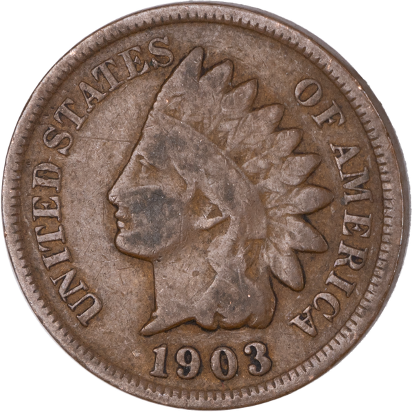 1903 Indian Head Cent, Variety 3, Bronze