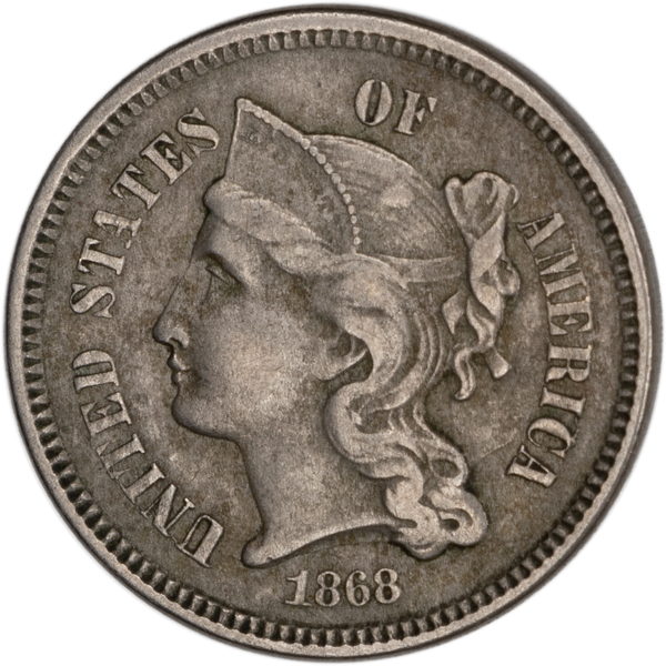 Three Cent - Three Cent Nickel - 1868 VF