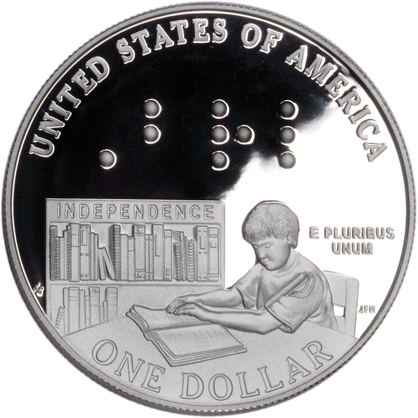 2009 Louis Braille Commemorative Silver Dollar Proof –