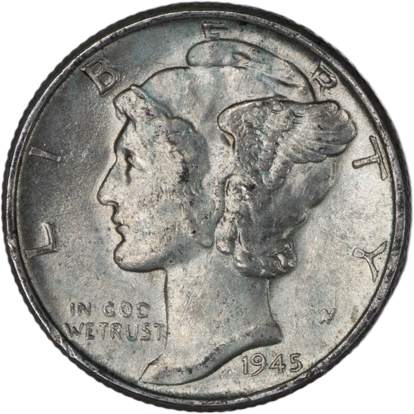 1945 Mercury Dime AU50