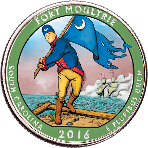 2016 Colorized Fort Moultrie (Fort Sumter National Monument) Quarter