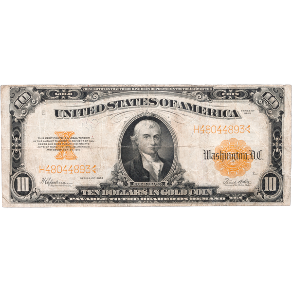 1922 $10 Gold Certificate | Littleton Coin Company