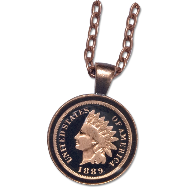 113 Year Old (1907) INDIAN HEAD PENNY COIN In Rhinestone Bezel W/24”  Necklace. | eBay
