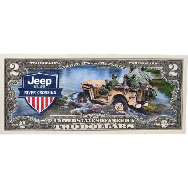 Colorized Jeep $2 Federal Reserve Note River Crossing