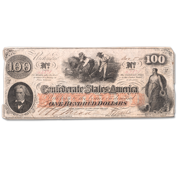 1862-1863 $100 Confederate Note