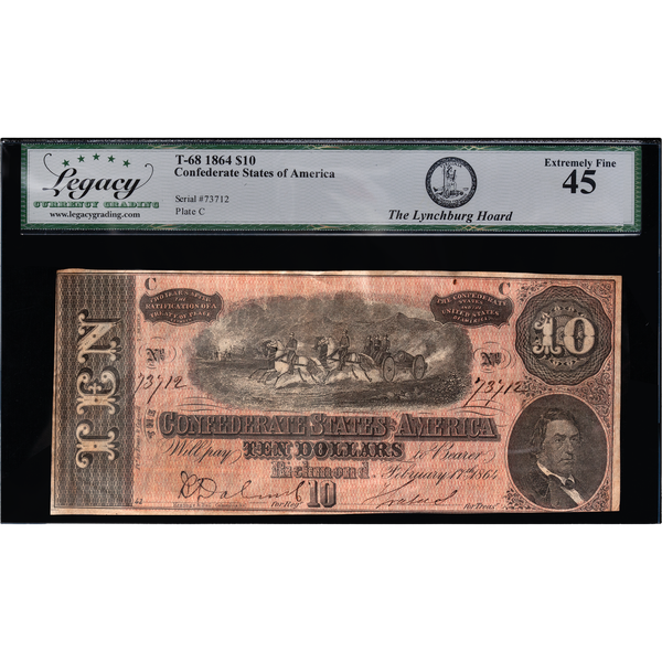 1864 $10 Confederate Note