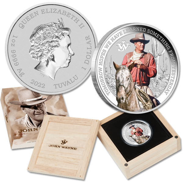 貨幣最新カラー銀貨　2021 1 オンス TUVALU JOHN WAYNE