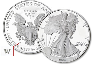[photo: Proof American Eagle silver dollar]