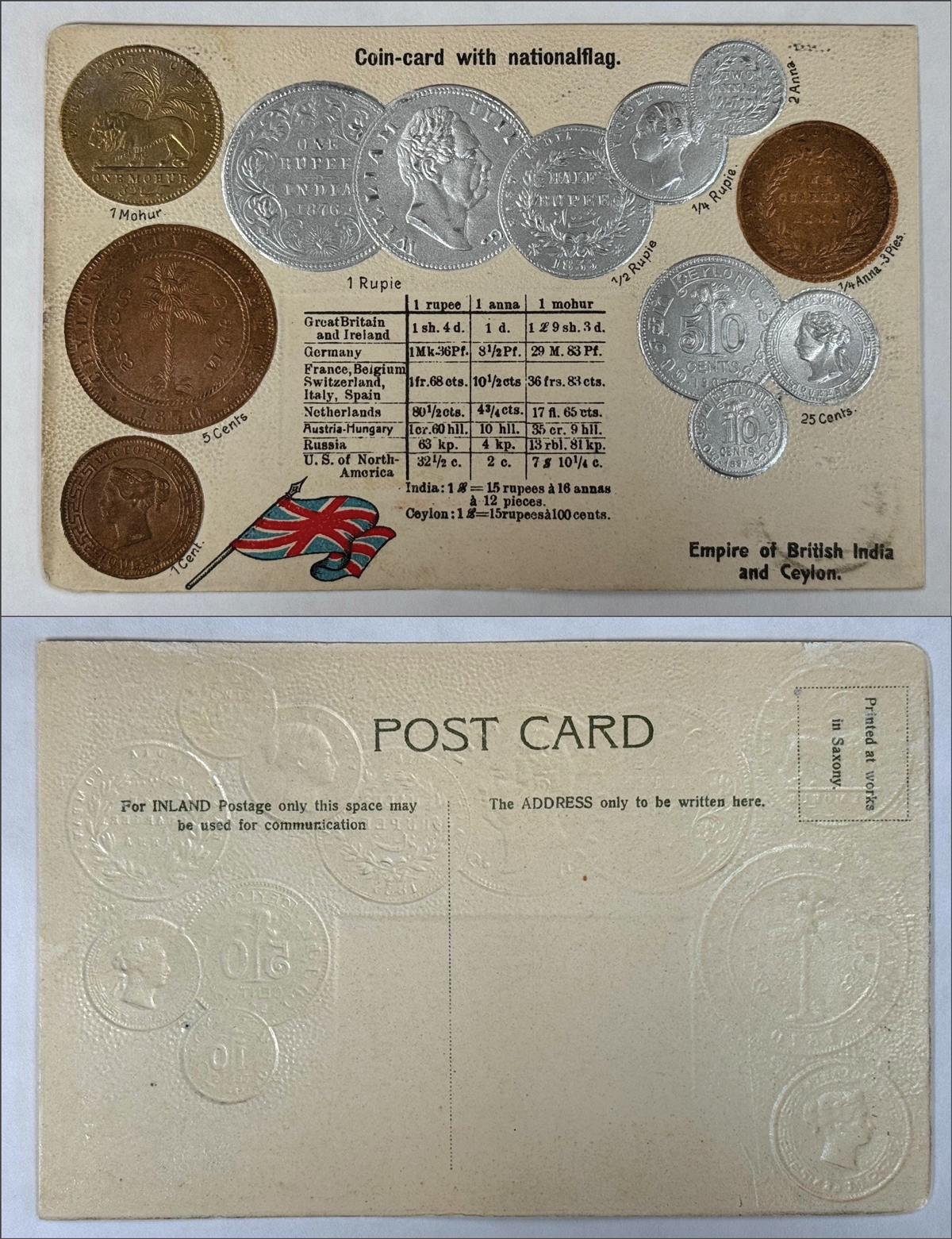 1908 postcard album: India front and back